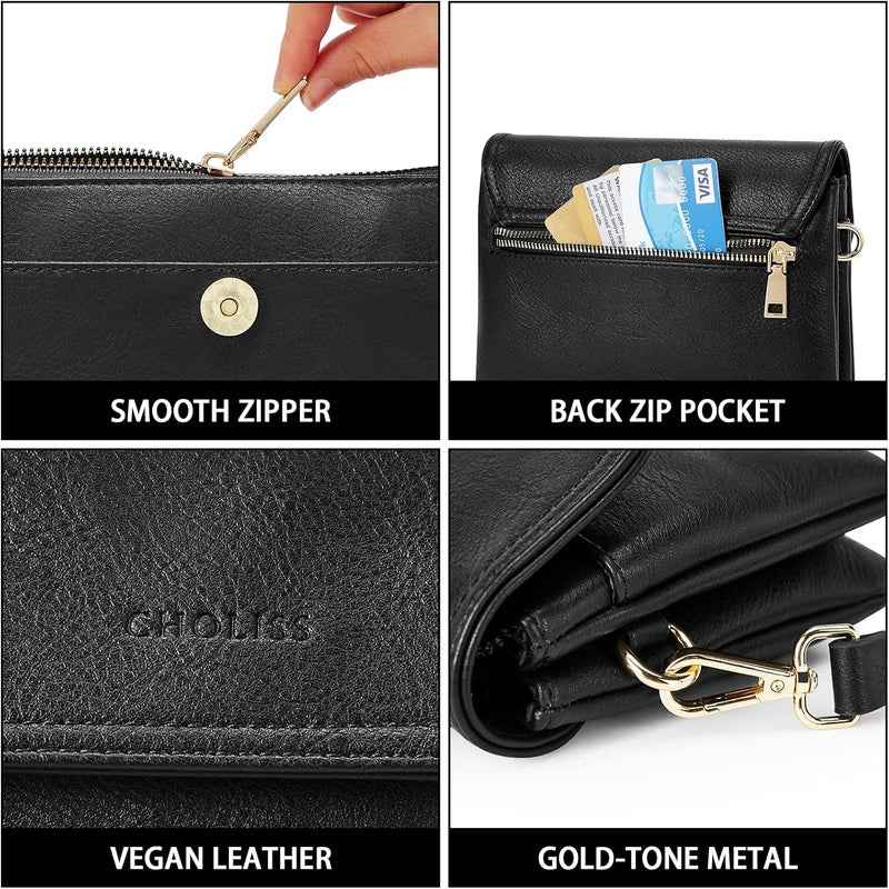 CHOLISS Small Crossbody Bags for Women, Vegan Leather Cell Phone Purse, Mini Travel Purse with Adjustable Strap Womens Gifts - Image 5